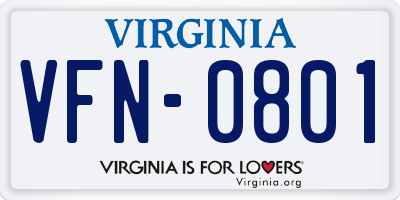 VA license plate VFN0801