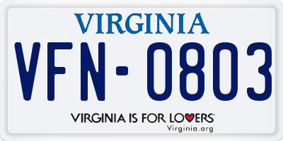 VA license plate VFN0803