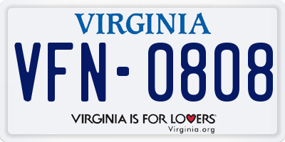 VA license plate VFN0808