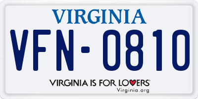 VA license plate VFN0810