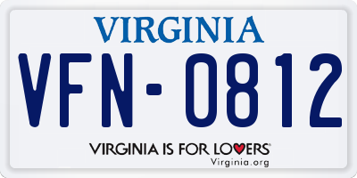 VA license plate VFN0812