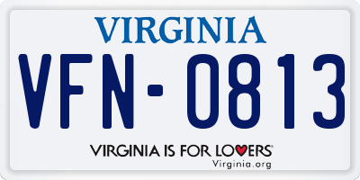 VA license plate VFN0813