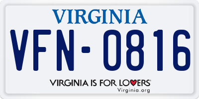 VA license plate VFN0816