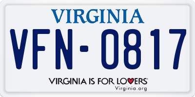 VA license plate VFN0817