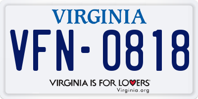 VA license plate VFN0818