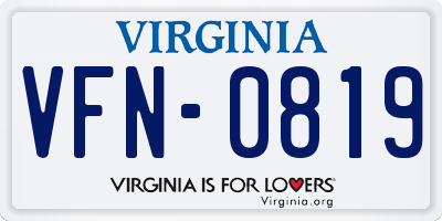 VA license plate VFN0819