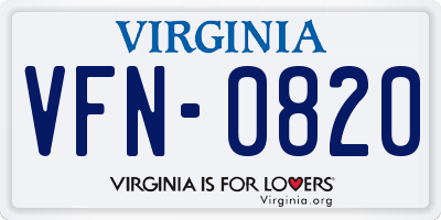 VA license plate VFN0820