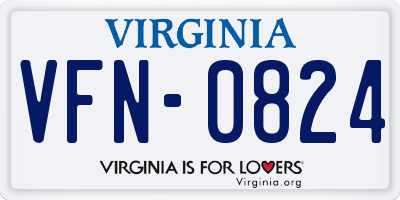 VA license plate VFN0824