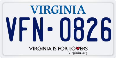 VA license plate VFN0826