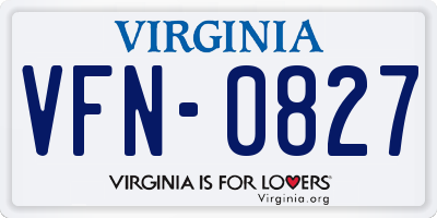 VA license plate VFN0827