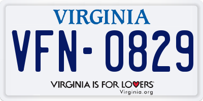VA license plate VFN0829