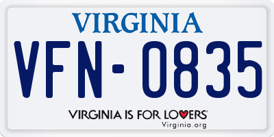 VA license plate VFN0835