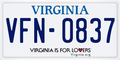 VA license plate VFN0837