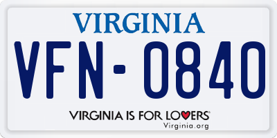 VA license plate VFN0840