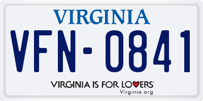 VA license plate VFN0841