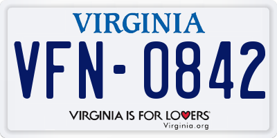 VA license plate VFN0842
