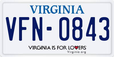 VA license plate VFN0843