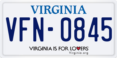 VA license plate VFN0845