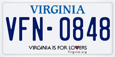 VA license plate VFN0848