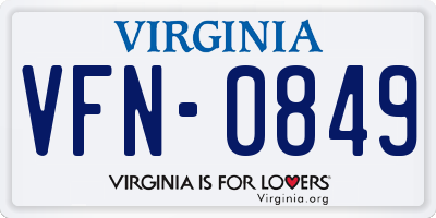 VA license plate VFN0849