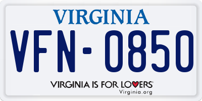 VA license plate VFN0850
