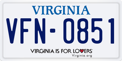 VA license plate VFN0851
