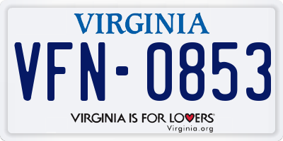 VA license plate VFN0853