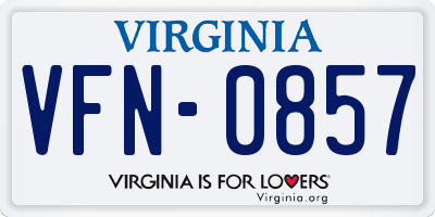 VA license plate VFN0857