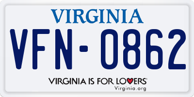 VA license plate VFN0862