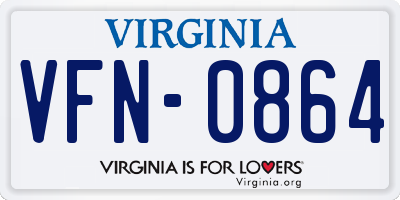 VA license plate VFN0864