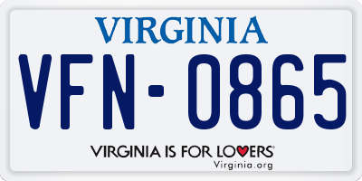 VA license plate VFN0865