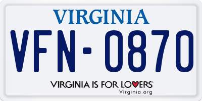 VA license plate VFN0870