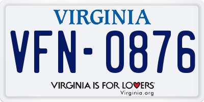 VA license plate VFN0876