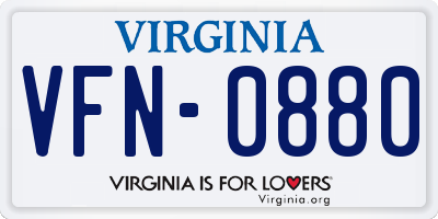 VA license plate VFN0880