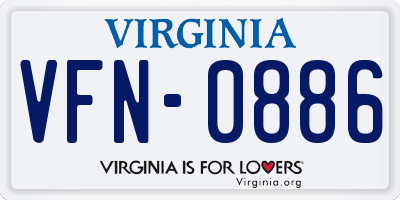 VA license plate VFN0886