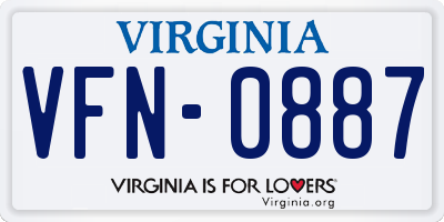 VA license plate VFN0887