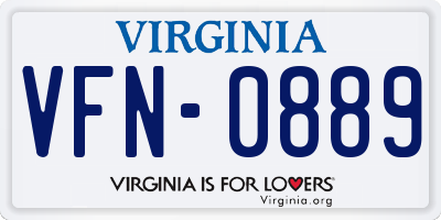 VA license plate VFN0889