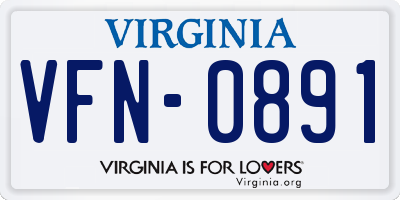 VA license plate VFN0891