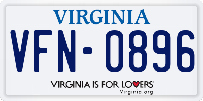 VA license plate VFN0896