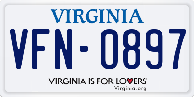 VA license plate VFN0897