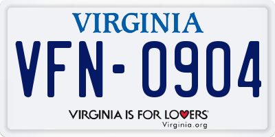 VA license plate VFN0904