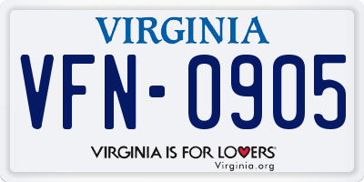VA license plate VFN0905