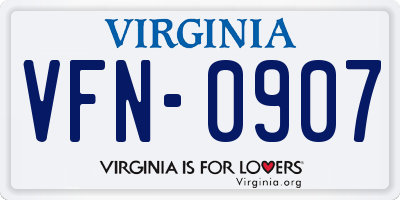 VA license plate VFN0907