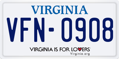 VA license plate VFN0908