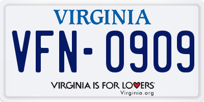 VA license plate VFN0909