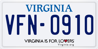 VA license plate VFN0910