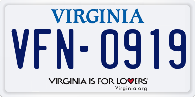 VA license plate VFN0919