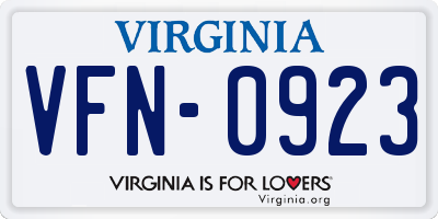VA license plate VFN0923