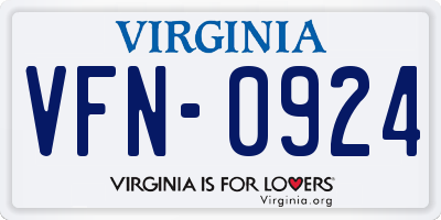 VA license plate VFN0924