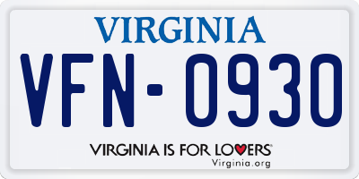 VA license plate VFN0930